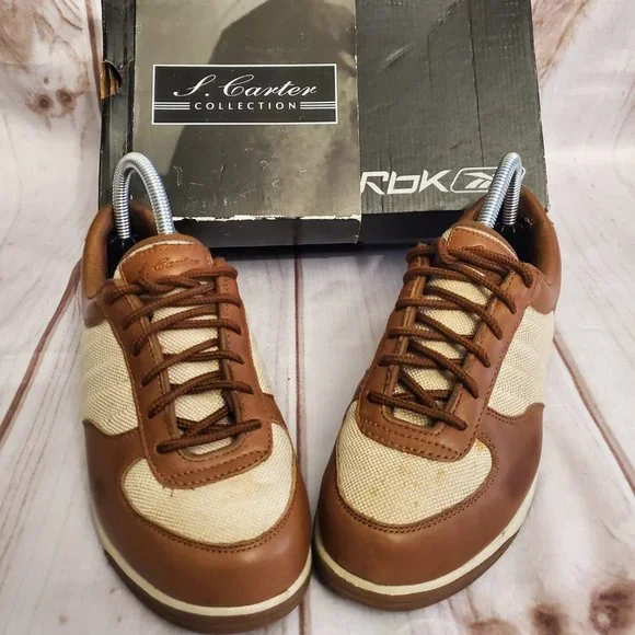 Reebok Rbk S. Carter Collection Leather Sneaker, Kids 5 1/2, Brown/Tan - Picture 3 of 10